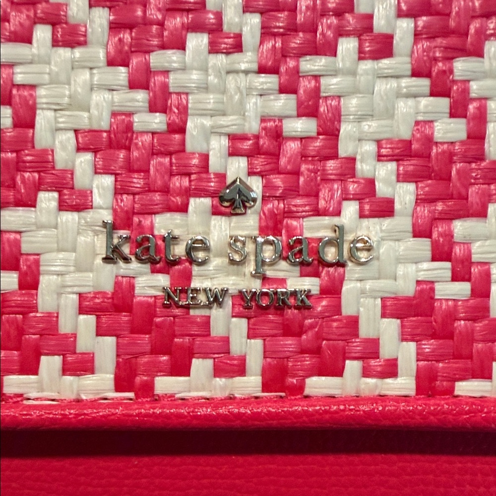 kate spade NWT $289 pink and cream woven crossbody clutch - Picture 4 of 13